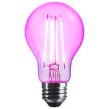 Satco 8w LED A19 Straight Filament Pink Light Glass 120v Bulb