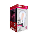Satco 8w LED A19 Straight Filament Pink Light Glass 120v Bulb - BulbAmerica