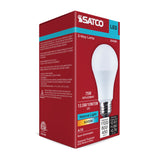 Satco LED A19 Three-Way Lamp 5000K CCT Lumens Selectable E26 Base 120v Bulb - BulbAmerica