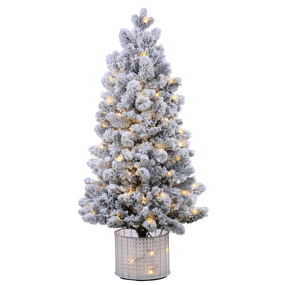 5Ft. x 28in. Flocked Morgan Spruce Tree 486 Mixed Tips 200LED Warm White Lights