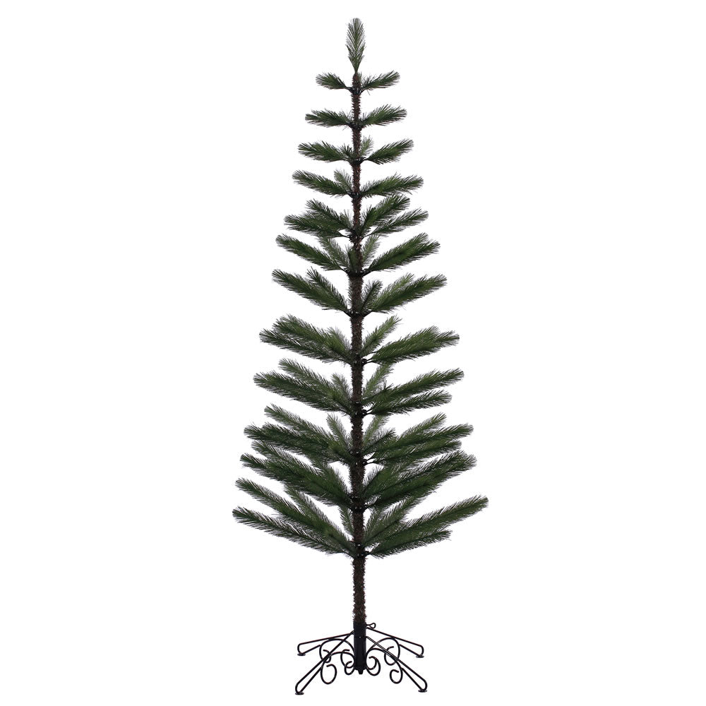 7Ft. Green Feather Display Tree 90 PVC Tips Black Metal Scroll Stand  Branches