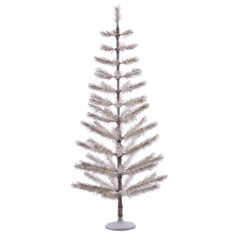 5Ft. Champagne Feather Display Tree 70 PVC Tips Plastic White Stand  Branches