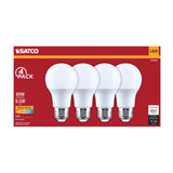 4Pk - Satco 9.5w A19 LED 2700K CCT 80 CRI Medium Base 120v Bulb - BulbAmerica