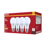 4Pk - Satco 9.5w A19 LED 3000K CCT 80 CRI Medium Base 120v Bulb - BulbAmerica