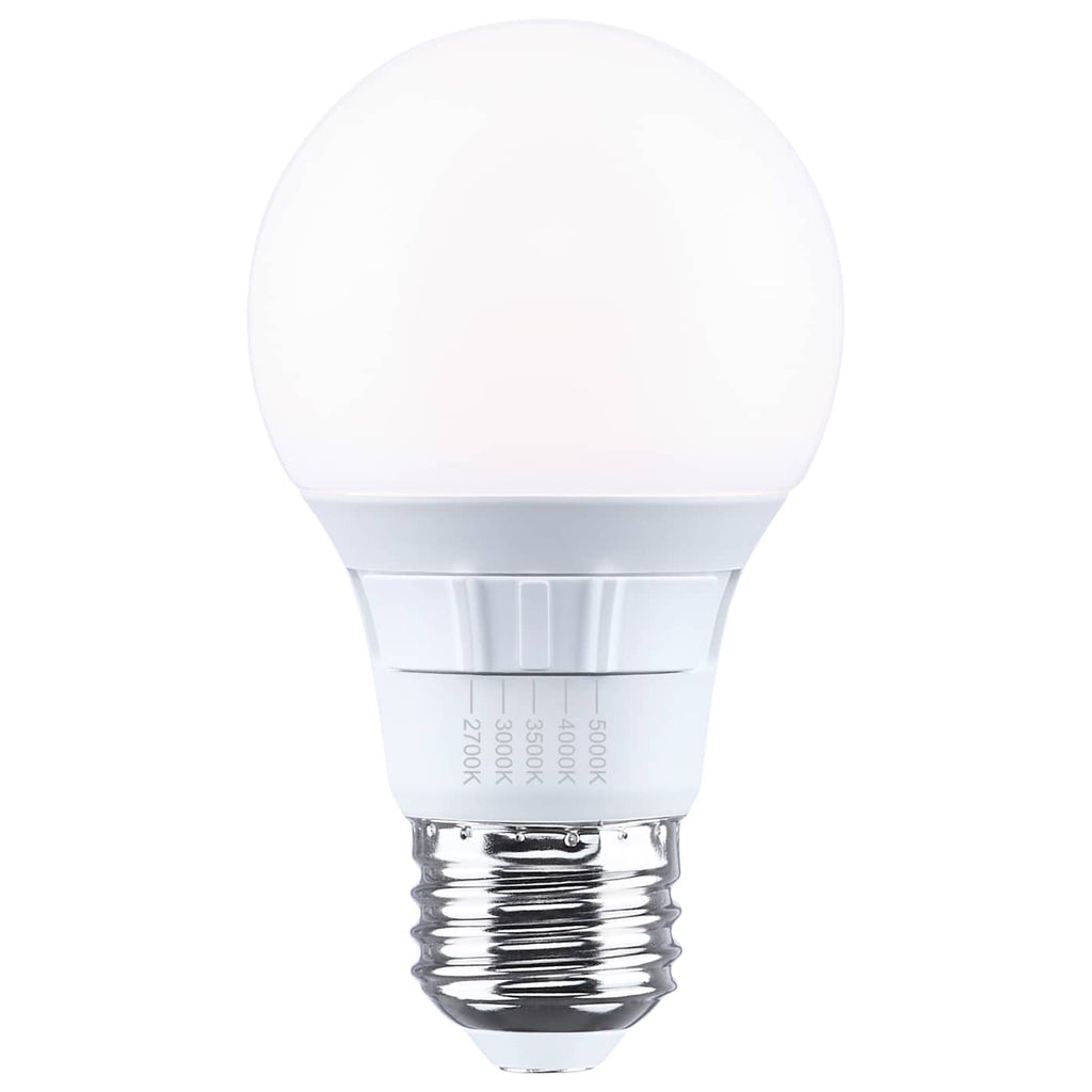 Satco 6w A19 LED 27K/30K/35K/40K/50K CCT 80 CRI Medium Base 120v Bulb