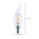 Satco 4w CA10 LED 4000K Candelabra Base Dimmable - 40w equiv - BulbAmerica
