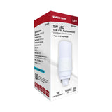 Satco 5w PL LED G24D Base Frost Finish Type A/B Dual Ballast 5000K 120-277v Bulb - BulbAmerica
