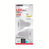 2Pk - Satco 7w MR16 LED 12v GU5.3 base 500Lm 3000k Soft White Bulbs - BulbAmerica