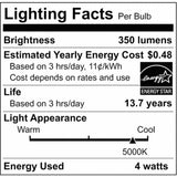 2Pk - 4W B11 LED Frosted Candelabra Base 5000K 350 Lumens 120v_1