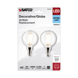 2Pk - Satco 4w G16.5 LED E12 Candelabra Base 5000K 120v Clear Finish Bulb_2