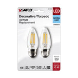 2Pk - Satco 4w B11 LED E26 Medium Base 5000K 120v Clear Finish Bulb_2
