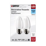 2Pk - Satco 4w B11 LED E26 Medium Base 5000K 120v Frosted Finish Bulb_2
