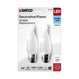2Pk - Satco 4w CA10 LED E26 Medium Base 5000K 120v Frosted Finish Bulb_2