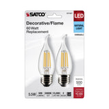 2Pk - Satco 5.5w CA10 LED E26 Medium Base 5000K 120v Clear Finish Bulb_2