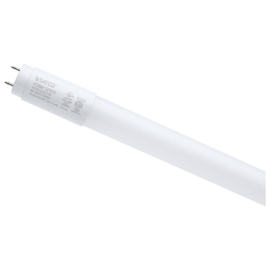 Satco 8w 2-Ft T8 LED G13 Base CCT Selectable Frosted Type A Bulb