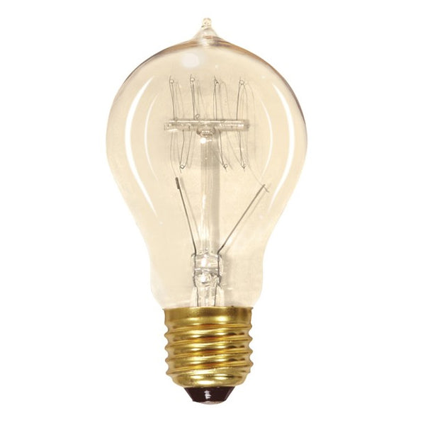 Satco 60w 120v A-Shape A19 Clear Vintage Style Incandescent Light Bulb