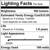 Satco 100w BT38 Incandescent vintage style E26 Base 120v 2200K Amber Finish Bulb_4