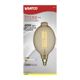 Satco 60w BT56 Incandescent vintage style E26 Base 120v 2200K Amber Finish Bulb_1