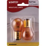 2Pk - Satco 8.26w miniature S8 1200/5000 BA15d Base 14v Amber Finish Bulb_2
