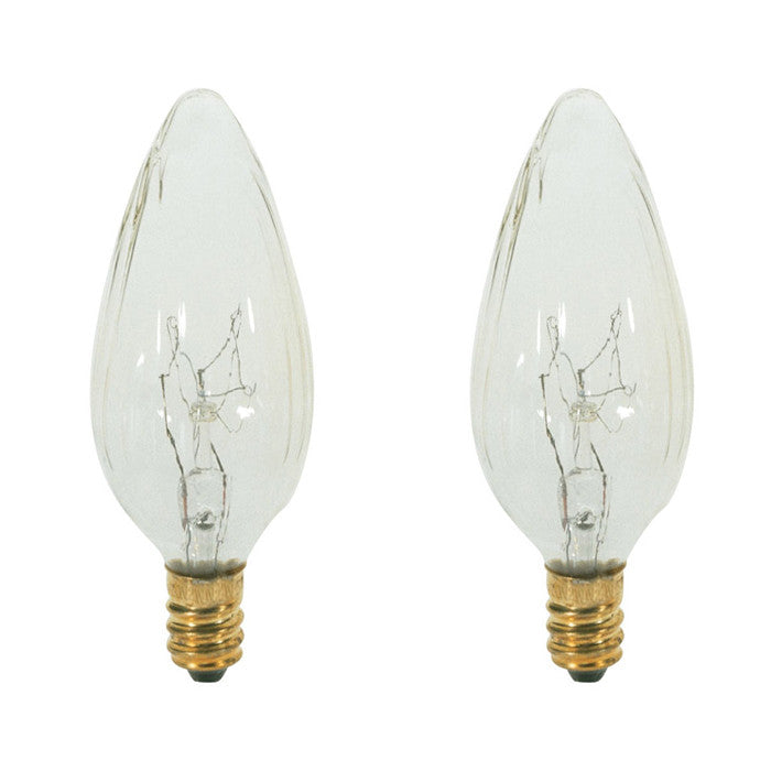Satco S2760 15W 120V F10 Clear E12 Candelabra Base Incandescent - 2 bulbs
