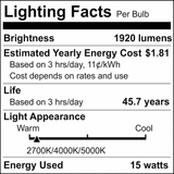 Satco 15w LED A21 High Lumen Output CCT Tunable 120V-277V White Finish Bulb_5