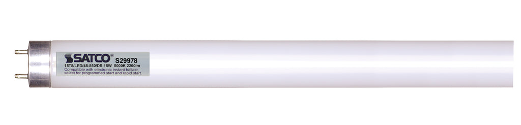 10Pk - 15w 48in T8 LED Tube G13 Base 2200LM 5000K Natural Light Ballast Dependent