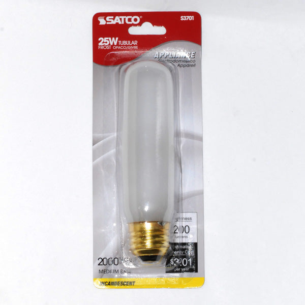 Satco S3701 25W 120V T10 Frosted E26 Medium Base Incandescent light bulb