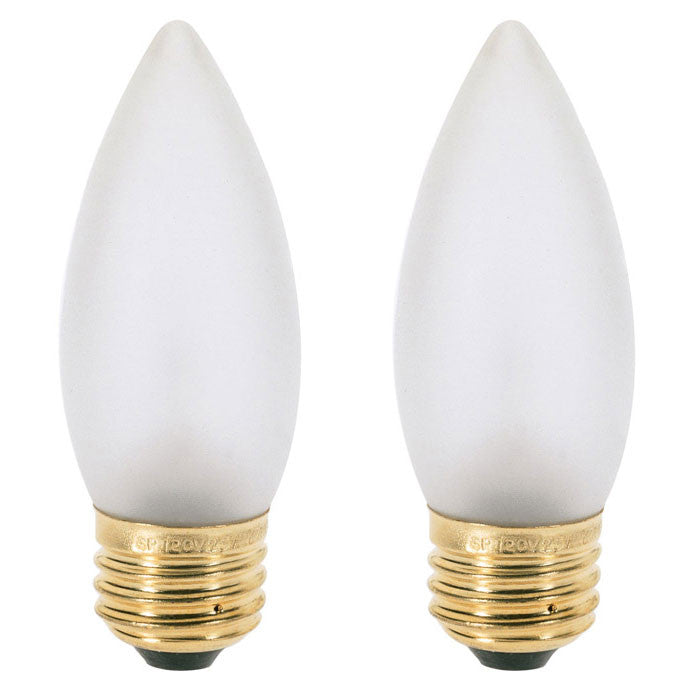 Satco S3734 25W 120V B11 Frosted E26 Base Incandescent - 2 light bulbs
