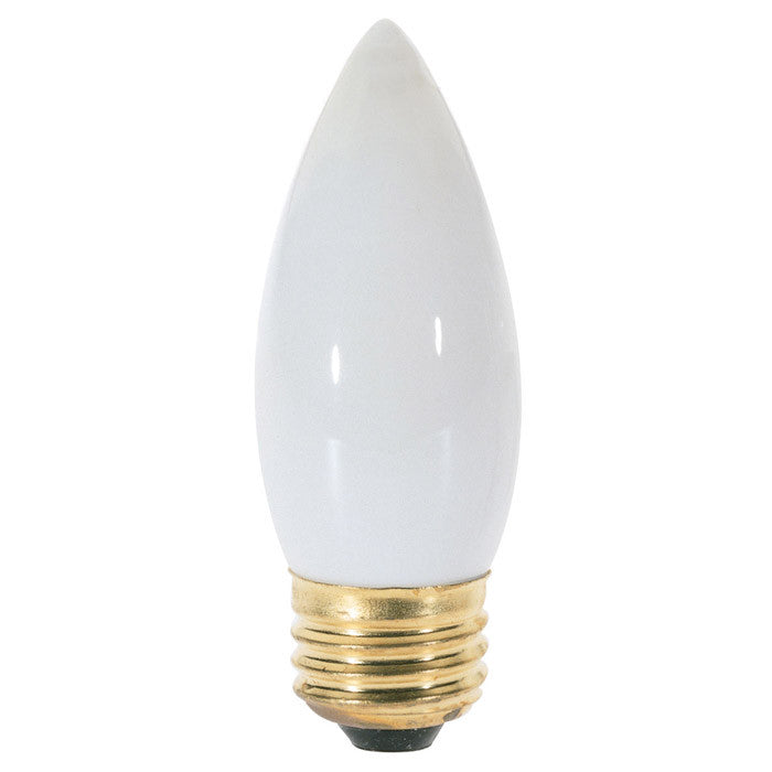 2Pk- Satco S3737 25W Torpedo B11 White E26 Medium Base Incandescent light bulb