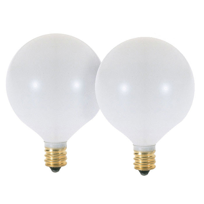 Satco S3754 40W 120V Globe G16.5 Satin White E12 Candelabra base - 2 bulbs /PK