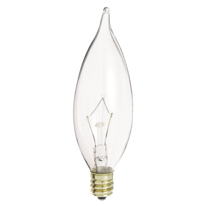 Satco S3775 40W 120V CA9.5 Clear E12 Candelabra Base Incandescent lamp - 2 bulbs