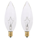 Satco S3782 25W 120V B9.5 Clear E12 Candelabra Base Incandescent - 2 bulbs