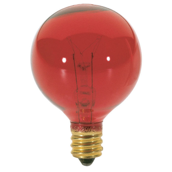 Satco S3833 10W Transparent Red Globe G12.5 Candelabra base Incandedscent bulb