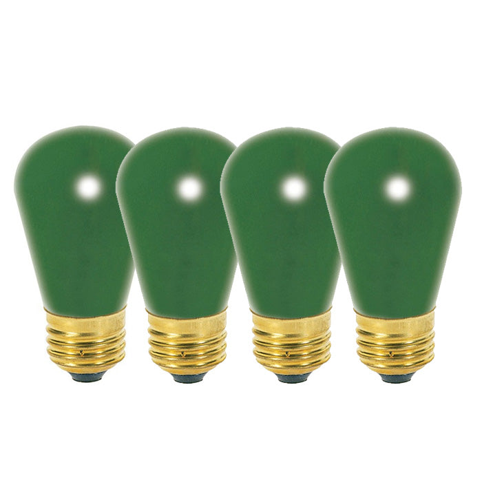 4Pk - Satco 11w 130v S14 Incandescent Ceramic Green E26 Base Light bulb