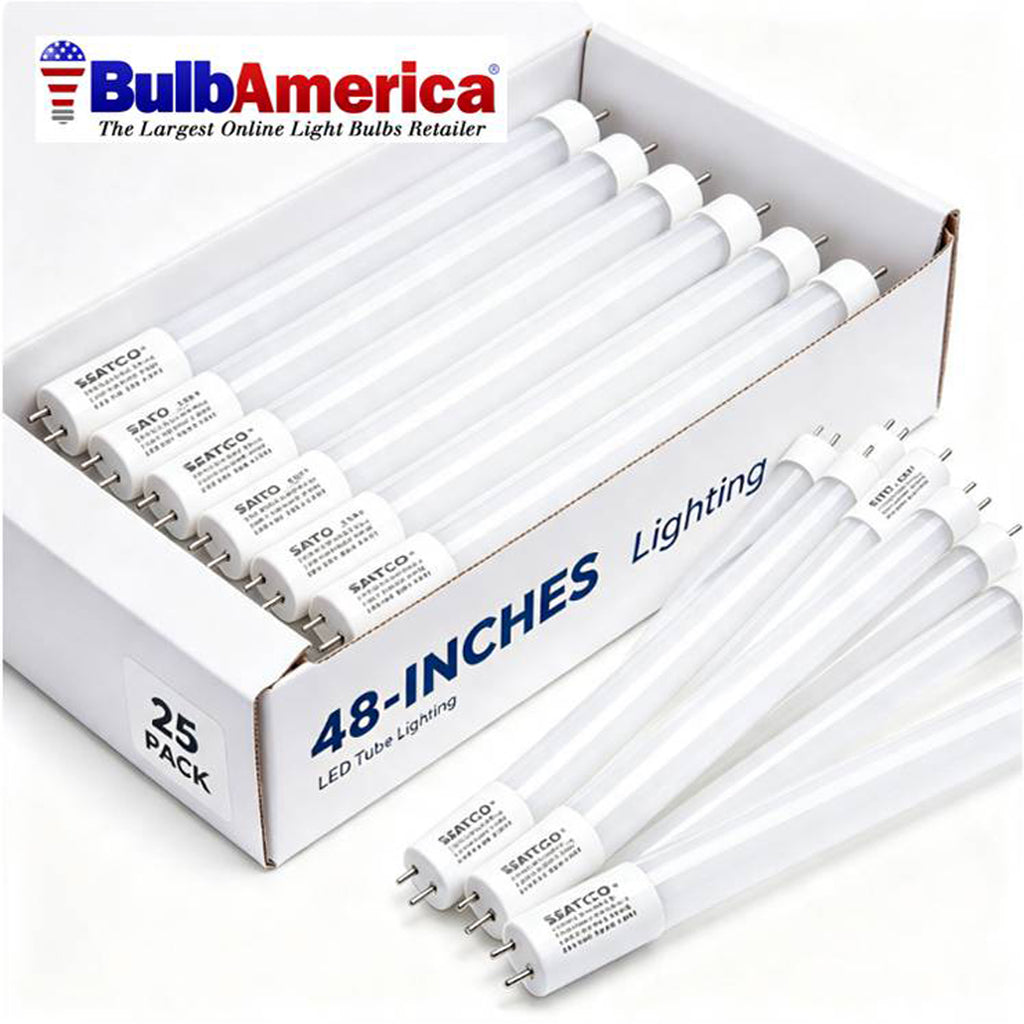 25Pk - Satco 15w 48-in T8 LED 5000K CCT G13 Bi Pin Ballast Bypass 120-277v Tube