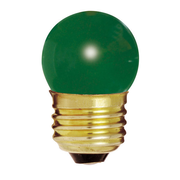 Satco S4509 7.5W 120V S11 Ceramic. Green E26 Base Incandescent bulb