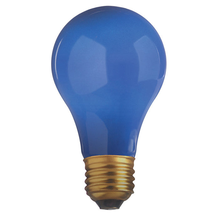 Satco S4985 60W 130V A19 Ceramic Blue E26 Base Incandescent light bulb