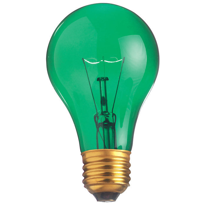 Satco S6081 25W 130V A19 Transparent Green E26 Base Incandescent bulb