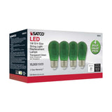 4Pk - 1W S14 LED Filament Green Transparent Glass Bulb E26 Base 120v - BulbAmerica