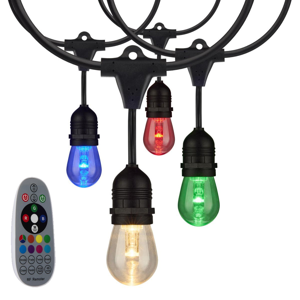24-ft LED String Light 12-S14 lamps 120v RGBW with Infrared Remote