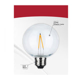 2Pk - Satco 2w G25 LED Replacement String Light E26 Base 2200K 120v Clear Bulb_2