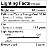 2Pk - Satco 2w G25 LED Replacement String Light E26 Base 2200K 120v Clear Bulb_5