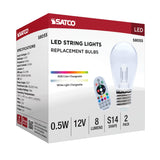 2Pk - Satco 0.5w LED String Light S14 E26 Base RGBTW Remote Control 12v Bulb_1