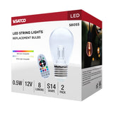 2Pk - Satco 0.5w LED String Light S14 E26 Base RGBTW Remote Control 12v Bulb_2