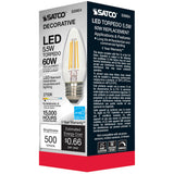Satco 5.5w B11 LED Filament E26 Base 2700K 120v Candle Light Bulb - 60w equiv_3