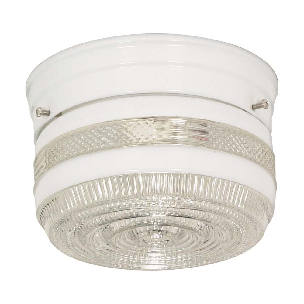 1-Light 6-in Flush Mount Small Crystal / White Drum in White Finish