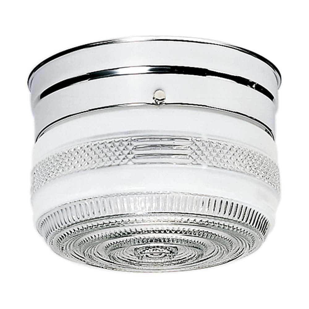 1-Light 6-in Flush Mount Small Crystal / White Drum in Polished Chrome Finish