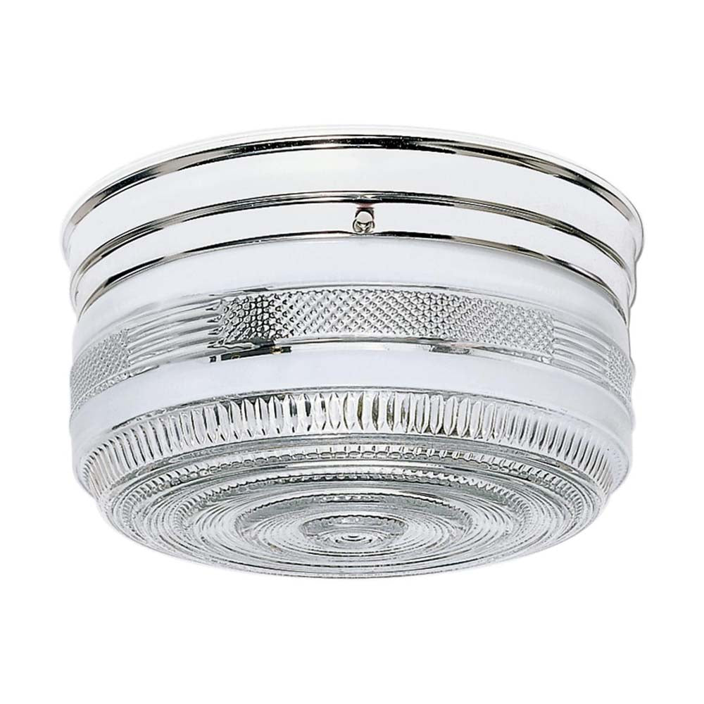 2-Light 10-in Flush Mount Large Crystal / White Drum in Polished Chrome Finish