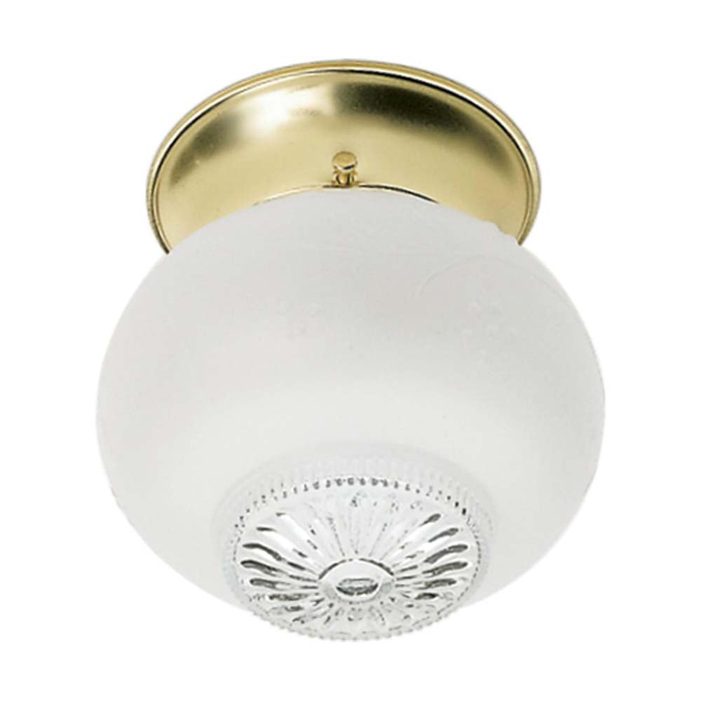 1-Light 6-in Ceiling Fixture Clear Bottom Squat Ball in Polished Brass Finish
