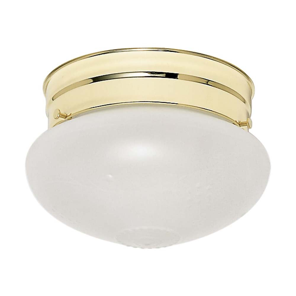 1-Light 6-in Flush Mount Small Frosted Grape Mushroom in Polished Brass Finish